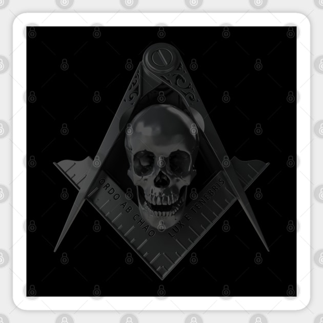 Stealth Skull Square & Compass Masonic Freemason Sticker by Master Mason Made